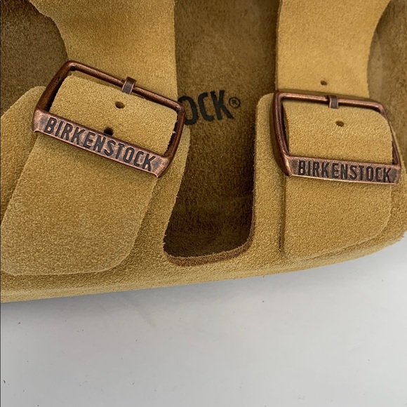 Birkenstock Arizona sandal slide taupe Latte suede strap soft footbed new 41 10 - Picture 7 of 8